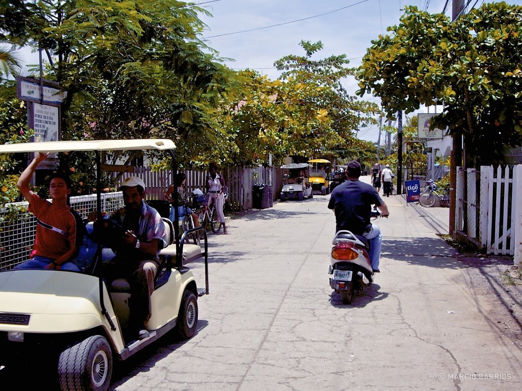 Only motorbikes and golf carts in Sandy Bay