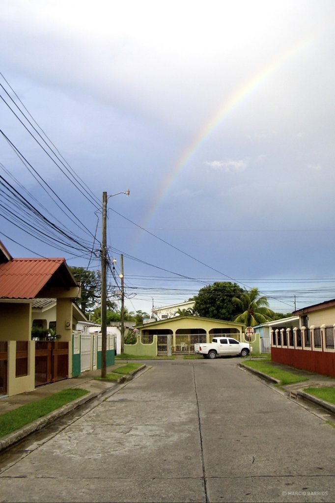 Rainbow in a residential area, La Ceiba