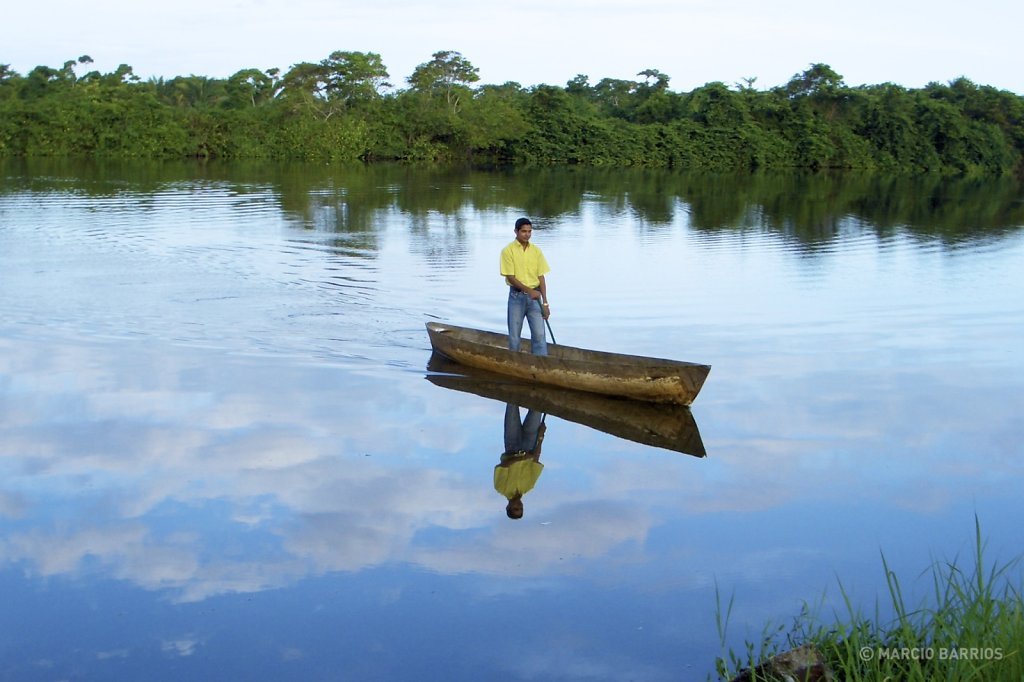 One of the local guides with a canoe