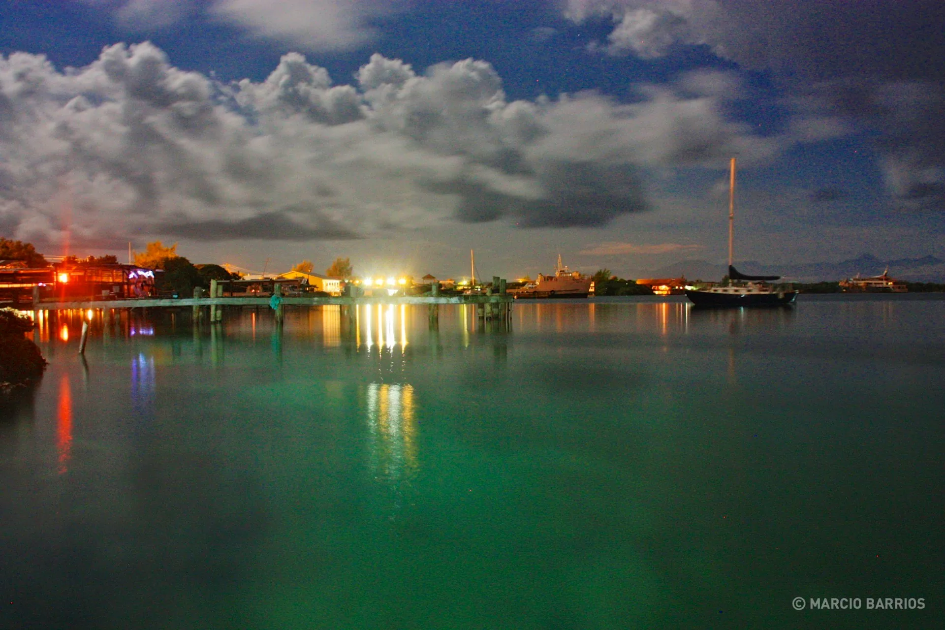 View of Sandy Bay at night