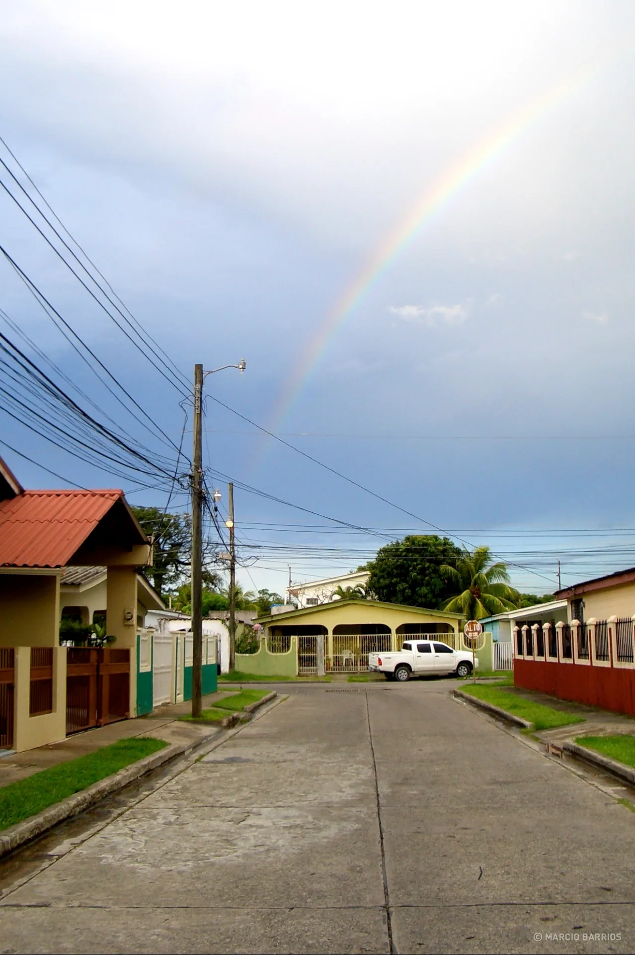Rainbow in a residential area, La Ceiba