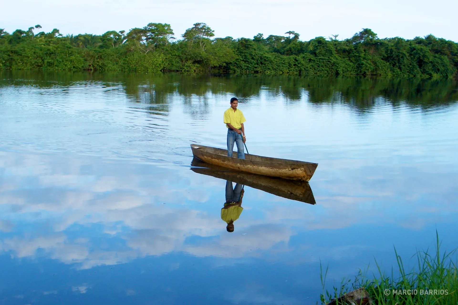 One of the local guides with a canoe